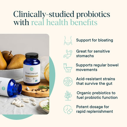 Ora Organic Probiotics with Prebiotics — 52 Billion CFU, 11 Strains, Gluten Free, 60 Capsules