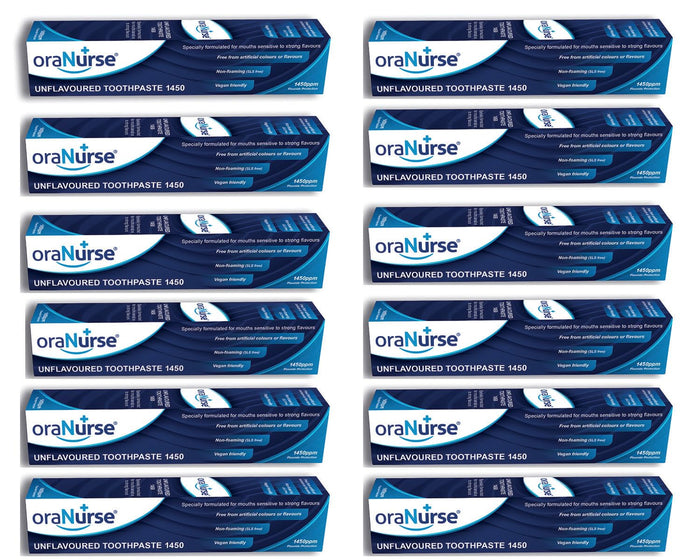 Oranurse 50ml Unflavoured Toothpaste (Pack 12) – 1450ppm Fluoride, SLS Free