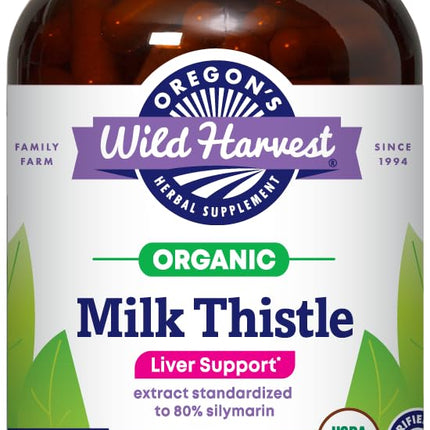 Oregon's Wild Harvest Milk Thistle Organic Non-GMO Vegan Capsules – 180 Count