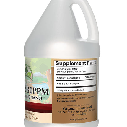 Organa Crystalline Nano Colloidal Silver - Ultra Pure 30 PPM (1 Gallon)