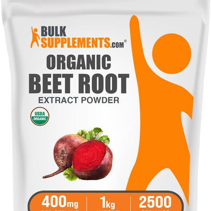 BulkSupplements Organic Beet Root Extract Powder – Beet Root Powder, Nitric Oxide Support, Vegan & Gluten Free, 400 mg per Serving, 1 kg