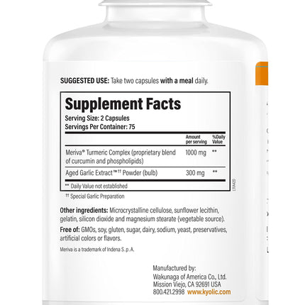 Kyolic Aged Garlic Extract Formula 111 – Health Support with Meriva Turmeric Complex & Cur cumin