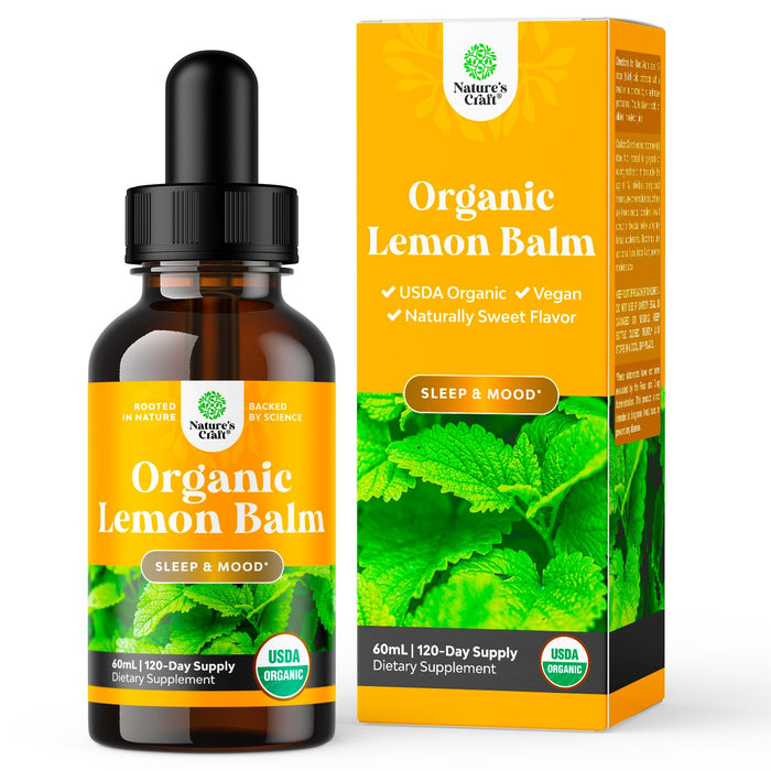 Organic Lemon Balm Leaf Liquid Extract for Immune Support - Lemon Balm Tincture for Mood & Relaxation Support - Organic Tincture Leaf Drops for Adults & Kids Dietary Supplement - 2OZ - 120 Day Supply