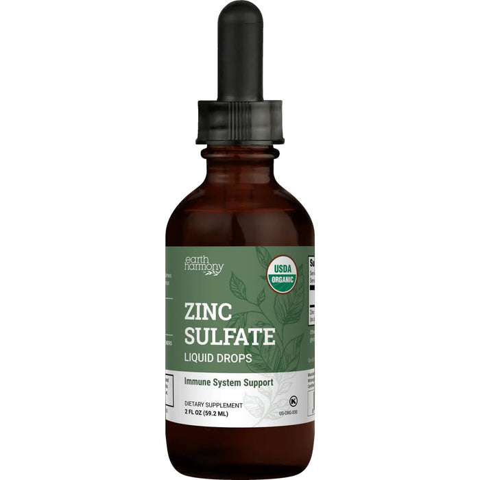Organic Liquid Zinc Sulfate – Vegan, Non-GMO, 2 oz (7.5 mg) for Skin, Immunity & Cell Growth