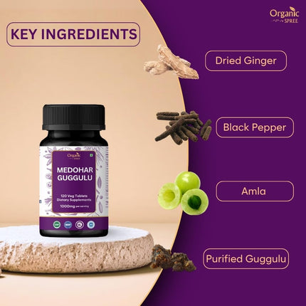 ORGANIC SPREE Medohar Guggulu 120 Tablets – Ayurvedic Metabolism & Immune Support | Pack of 3