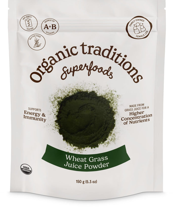 Organic Traditions Wheat Grass Powder - Gluten Free, Vegan, Non-GMO (150g)