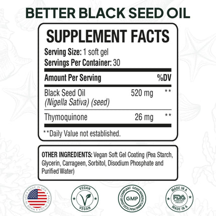 Organics Ocean Better Black Seed Oil – 5% Thymoquinone, Immune Support