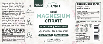 Organics Ocean Real Magnesium Citrate – High Absorption Chelated Magnesium (6 Pack)