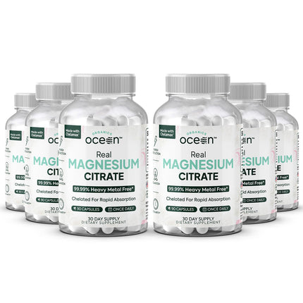 Organics Ocean Real Magnesium Citrate – High Absorption Chelated Magnesium (6 Pack)