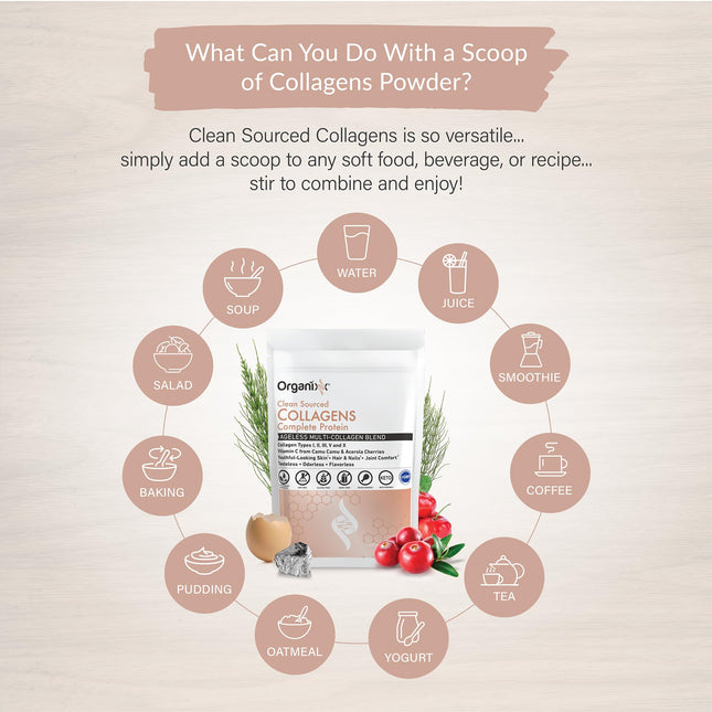 Organixx Collagen Peptides Powder with Vitamin C – Unflavored, 30 Servings