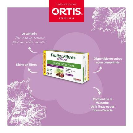 Ortis Fruits & Fibres Regular 45 Squares to Chew – Nutritional Supplement