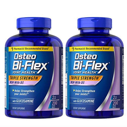 Osteo Bi-Flex Triple Strength MSM Vitamin D3 200 Tabs (2 Pack) - Joint Support Supplement