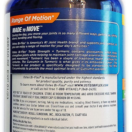 Osteo Bi-Flex Triple Strength + Turmeric (200 Tablets) – Glucosamine HCI & Curcumin for Joint Support