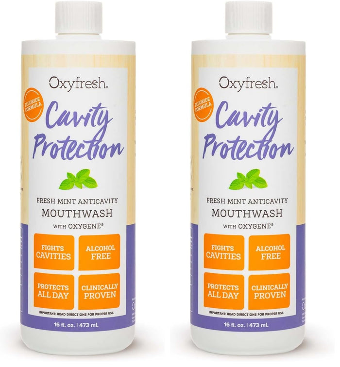 Oxyfresh Cavity Protection Fluoride Mouthwash – Non-Staining, Alcohol-Free (16 oz Pack of 2)