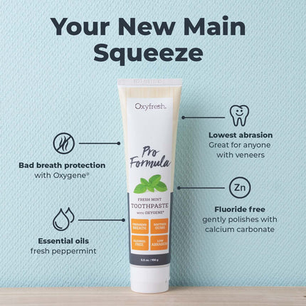 Oxyfresh Pro Formula Fresh Mint Toothpaste – Gentle Low Abrasion, Fluoride-Free, 5.5 oz Pack of 2