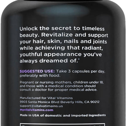 Vital Vitamins Multi Collagen Complex Plus - 150 Capsules | Hair, Skin, Nails