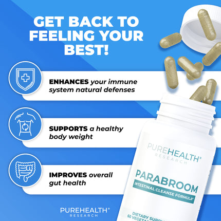 PUREHEALTH RESEARCH Parabroom – Gut Cleanse & Digestive Support – 60 Capsules