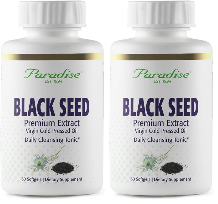 Paradise Black Seed Oil – Immune Support, Antioxidants, Ultra Pure, Vegan (60 Softgels Pack of 2)