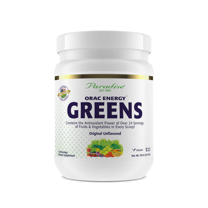 Paradise Herbs ORAC Energy Greens Powder — Antioxidant Power of 24 Fruits & Veggies in 1 Scoop | 120 Servings