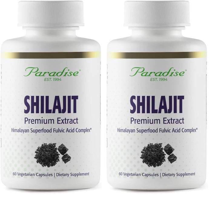 Paradise Herbs Shilajit Extract – 60 Veg Capsules (Pack of 2) | Vegan, Non-GMO, Gluten Free