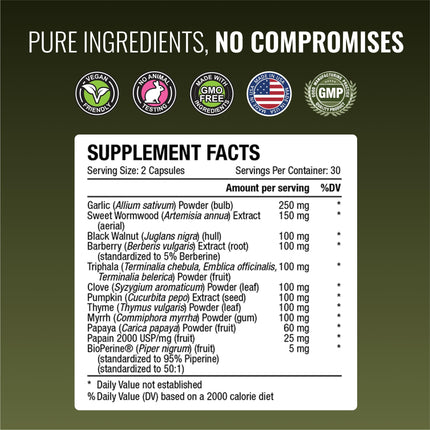 Approved Science Parastrin - 120 Capsules | Cleanse & Gut Health | Vegan