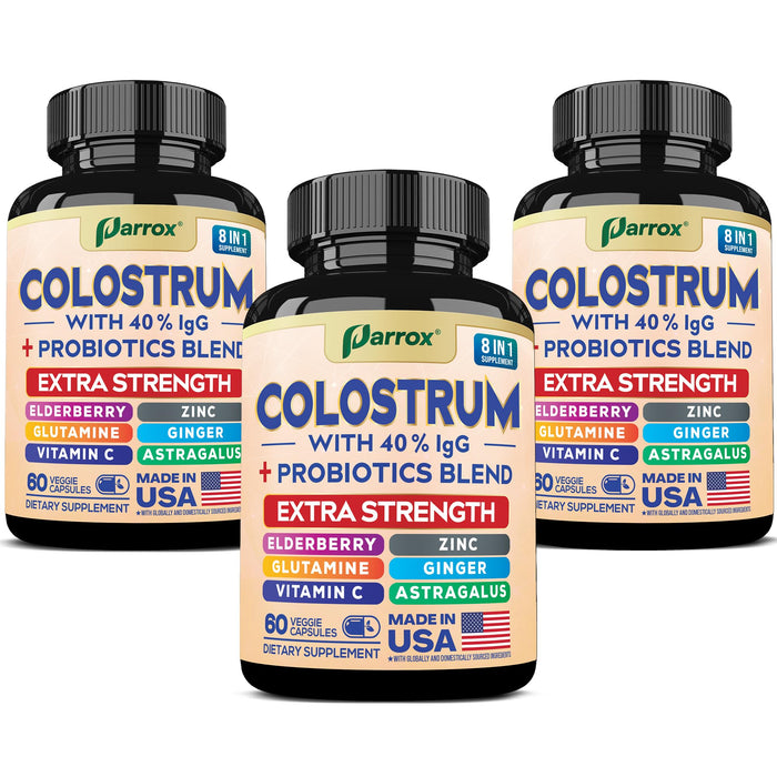 Parrox Colostrum Capsule – Grass-Fed 40% IgG, 8-in-1 Probiotic Wellness (180 Caps)