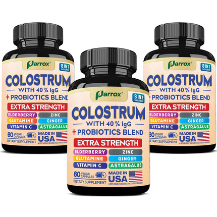 Parrox Colostrum Capsule – Grass-Fed 40% IgG, 8-in-1 Probiotic Wellness (180 Caps)