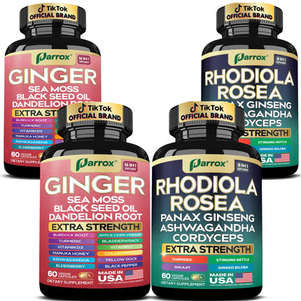 Parrox Dynamic Duo Herbal Bundle: Ginger & Rhodiola 2-Pack