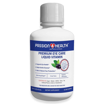 Passion 4 Health Liquid Eye Vitamins – Maqui Berry Eye Care (Gluten-Free, Non-GMO, No Sugar) – Made in USA