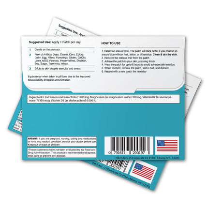 PatchAid D3/Calcium Topical Patch – 30-Day Supply (Pack of 2) | Latex-Free