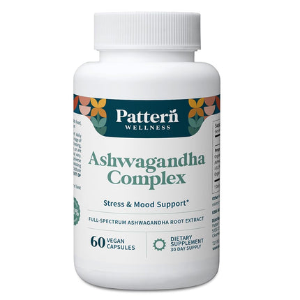 Pattern Wellness Ashwagandha Complex – Organic KSM-66 & Black Pepper for Stress & Energy