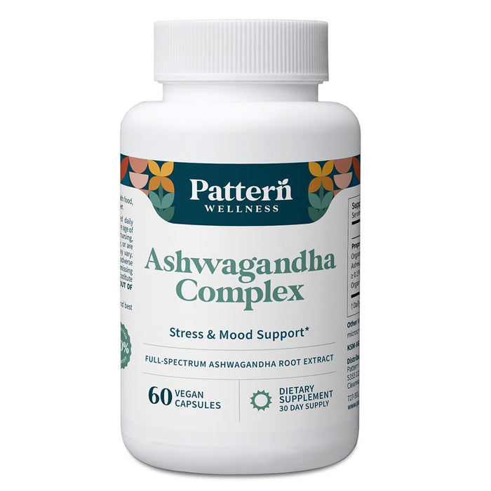 Pattern Wellness Ashwagandha Complex – Organic KSM-66 & Black Pepper for Stress & Energy