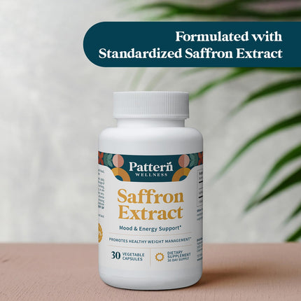 Pattern Wellness Saffron Extract – Mood & Wellness Support | 88.5 mg Saffron Supplement | Non-GMO & Gluten-Free – 30 Vegetable Capsules