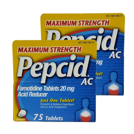 Pepcid AC Maximum Strength - Pack of 2 Boxes (150 Tablets) | Fast Heartburn Relief