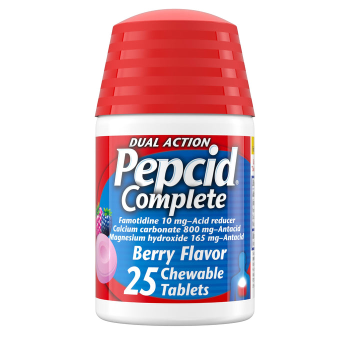 Pepcid Complete Berry Chewable Tablets | Dual-Action Acid Reducer & Antacid