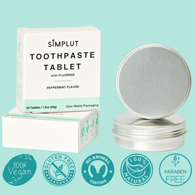 Chewable Fluoride Toothpaste Tablets 60 Pack | Travel Size, Vegan and SLS-Free