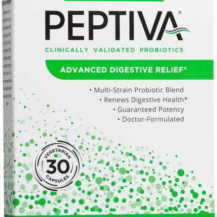 Peptiva Advanced 50 Billion CFU Probiotic – Digestive Relief & Clinically Validated Probiotic, 30ct