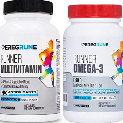 PEREGRUNE Runner Multivitamin & Omega-3 Bundle | Energy, Endurance & Joint Support for Runners