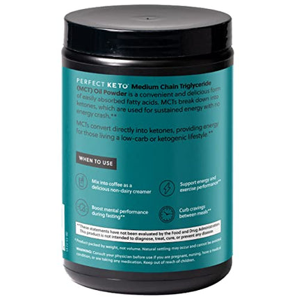 Perfect Keto 7g MCT Oil Powder – Salted Caramel Non-Dairy Keto Coffee Creamer, 30 Servings