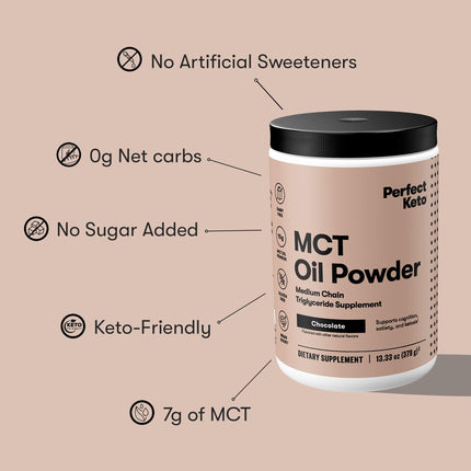 Perfect Keto 7g MCT Oil Powder – Dairy-Free Keto Coffee Creamer, 30 Servings