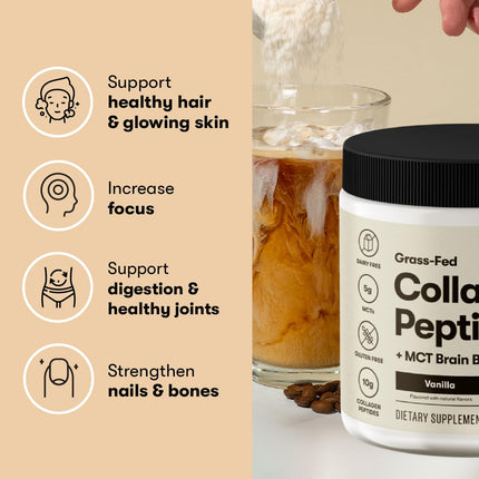 Perfect Keto Collagen Peptides + MCT Oil — Grass-Fed, Type I & III, Vanilla