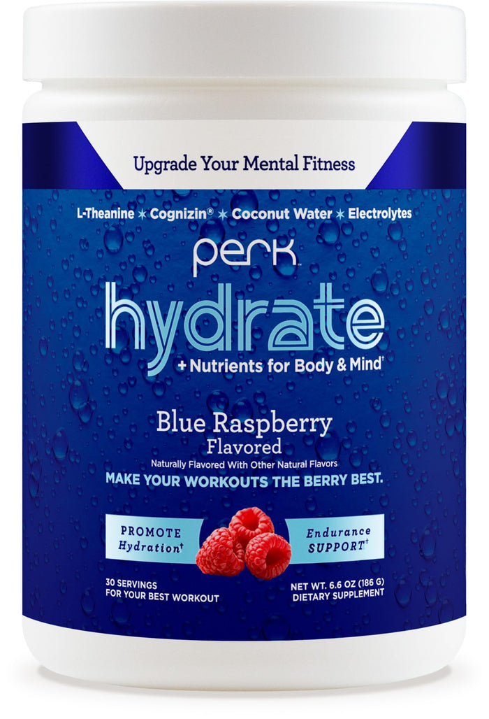 Perk Hydrate Blue Raspberry Electrolyte Drink Mix (30 Servings) - Gluten Free