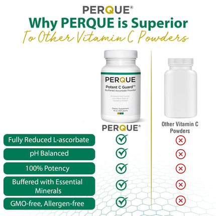 PERQUE Buffered Vitamin C Ascorbate Powder - pH Balanced, Vegetarian, Allergen-Free - 16 oz