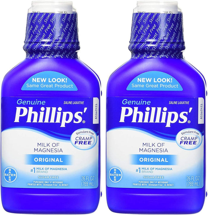 Phillips' Milk of Magnesia Liquid Laxative – 26 oz Pack of 2 | Cramp-Free, Gentle Overnight Relief
