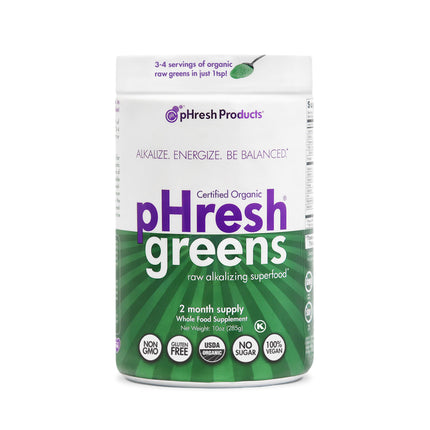 pHresh Greens Raw Alkalizing Superfood Powder – 10 oz – 2 Month Supply – Vegan, Kosher, Gluten Free