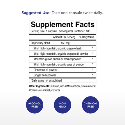 Physician's Strength Oregacillin - 180 Capsules | Multiple Spice Extract for Respiratory Support