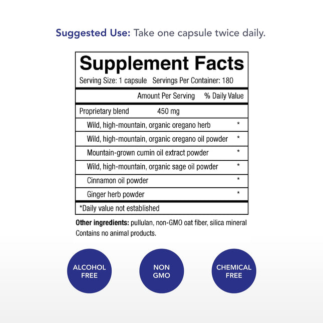 Physician's Strength Oregacillin - 180 Capsules | Multiple Spice Extract for Respiratory Support