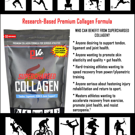 PhysiVantage Supercharged Collagen Peptides Powder – Hydrolyzed, Grass-Fed, Vitamin C & BCAAs (16 oz)