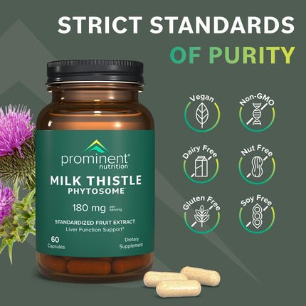 Prominent Nutrition Milk Thistle Phytosome 180 mg – 2 Pack | Liver Support & Detox | 29% Sylibin
