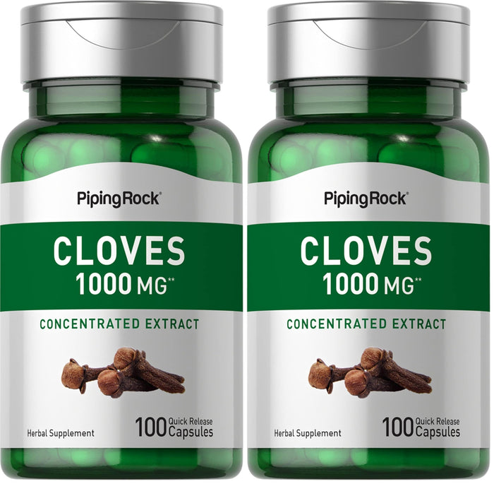 Piping Rock Cloves Capsules 1000mg - Pack of 2 | 100 Pills